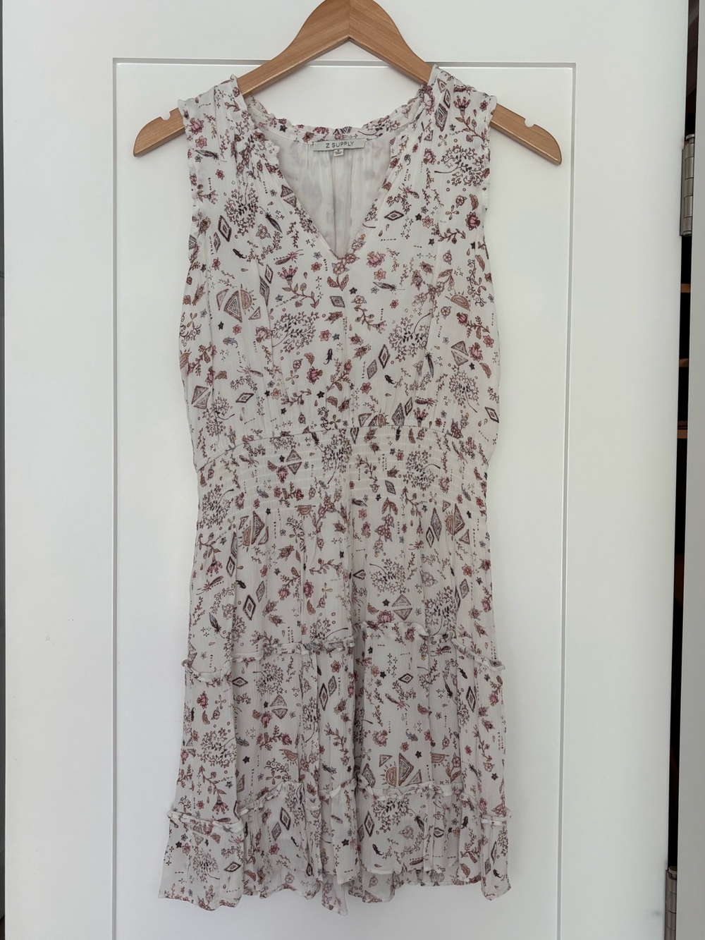 Z Supply Sleeveless V-Neck Dress with Dusty Rose Print